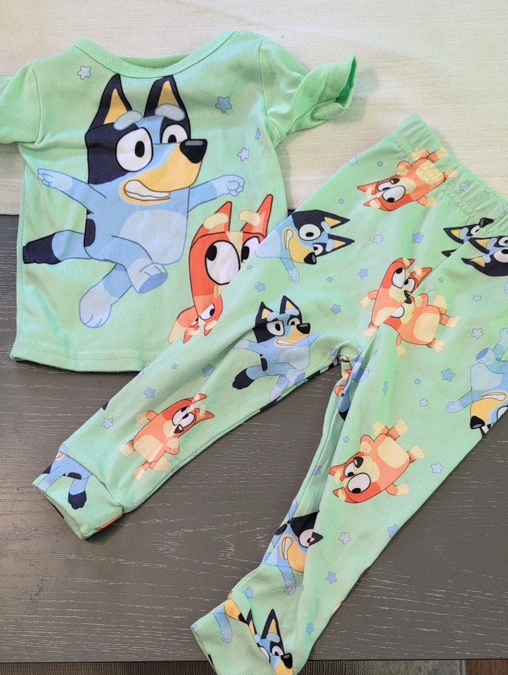 Green Bluey & Bingo Kids Pajama Set